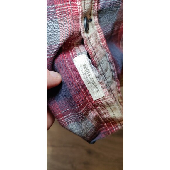 Roots Canada Long Sleeve Red Brown Shirt Men's Casual Plaid Button Down XL - Picture 4 of 9